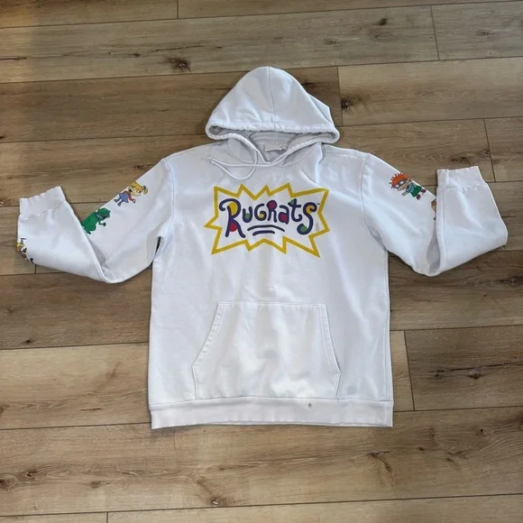 Nickelodeon white long sleeved Rugrats hoodie, multi colored, characters, XL. - Picture 2 of 16